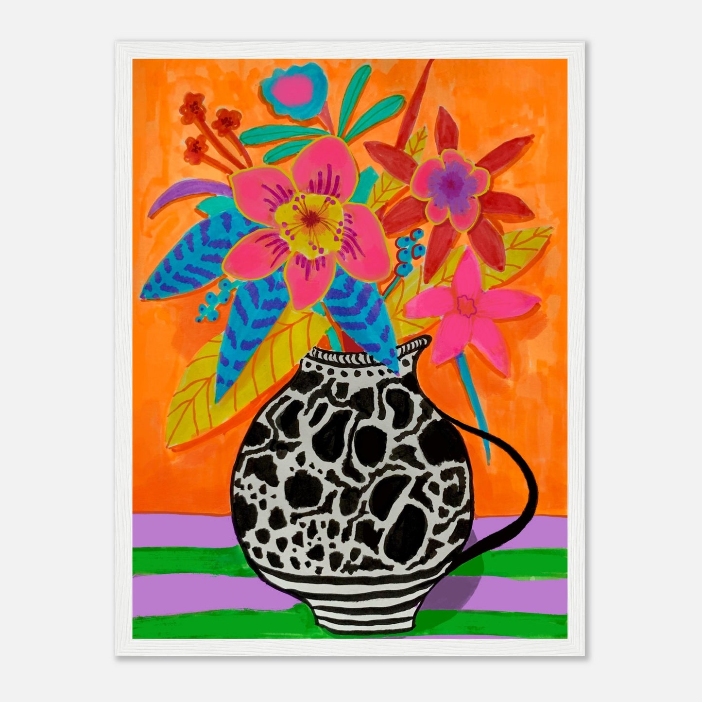 farbenfrohes florales Poster 30x40 cm weißer Rahmen
