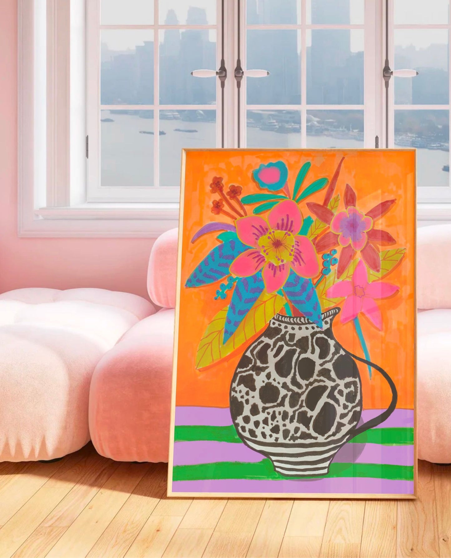 Wohnzimmerdekoration – Kunstdruck – farbenfrohe Blumen