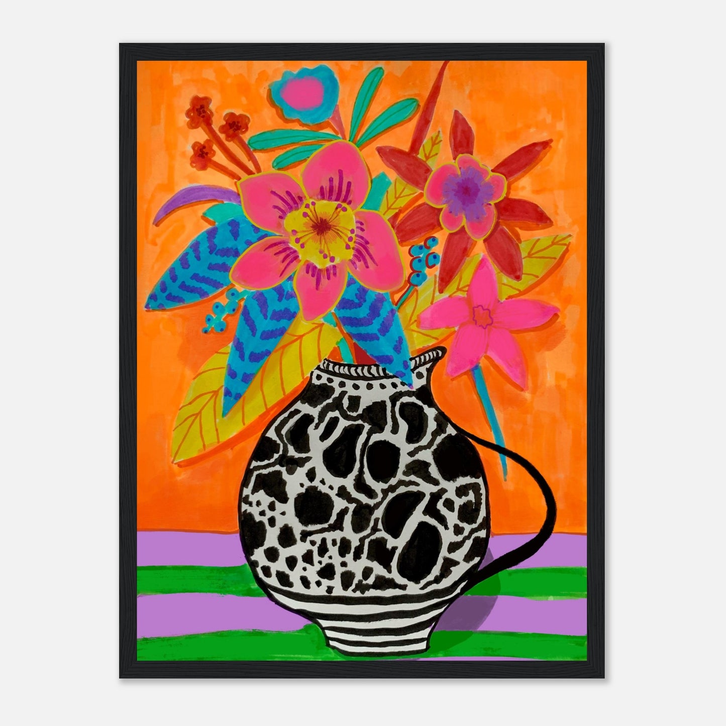 florales Poster in schwarzem Bilderrahmen 30 x 40 cm