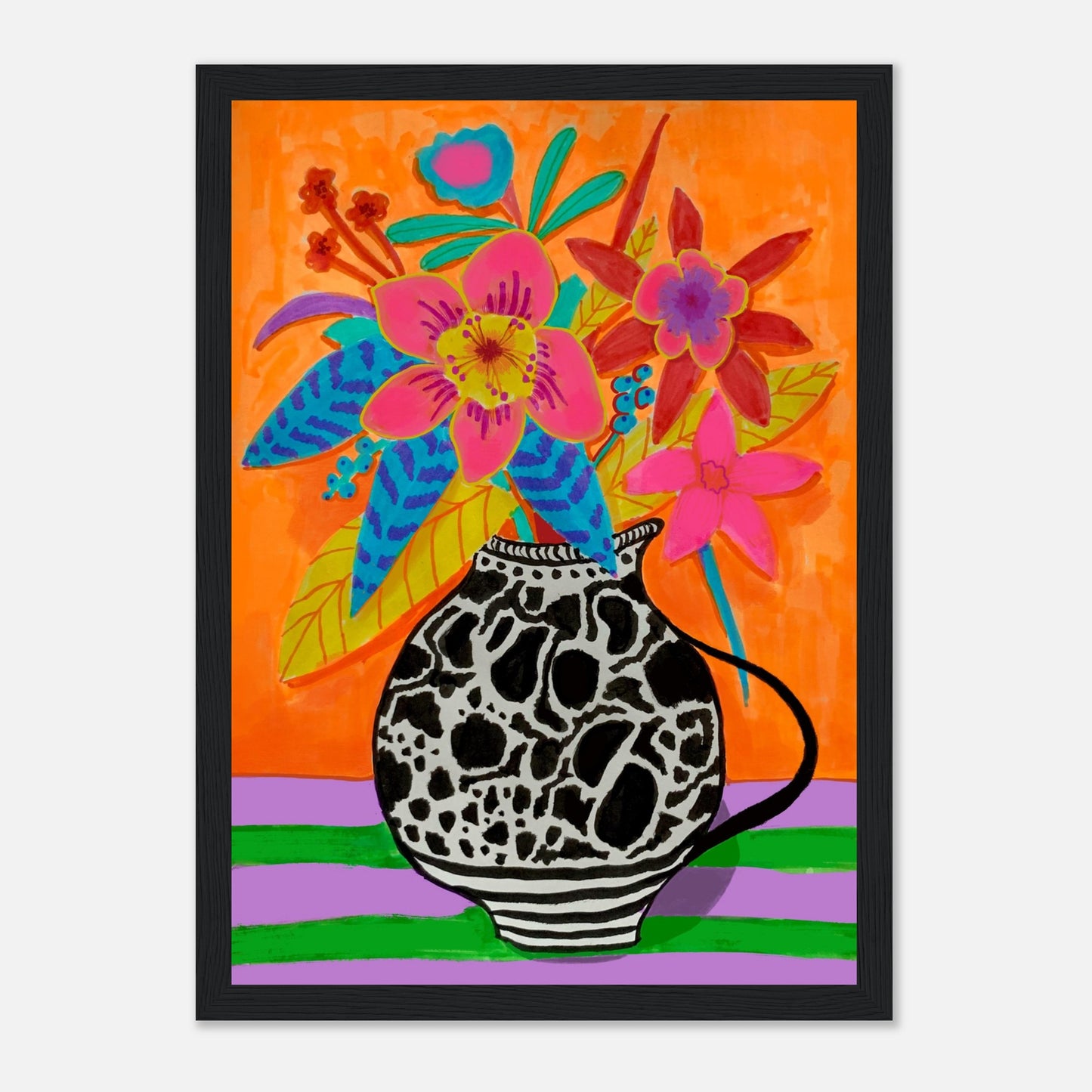 florales Poster in schwarzem Rahmen A4 21x29.7 cm / 8x12″