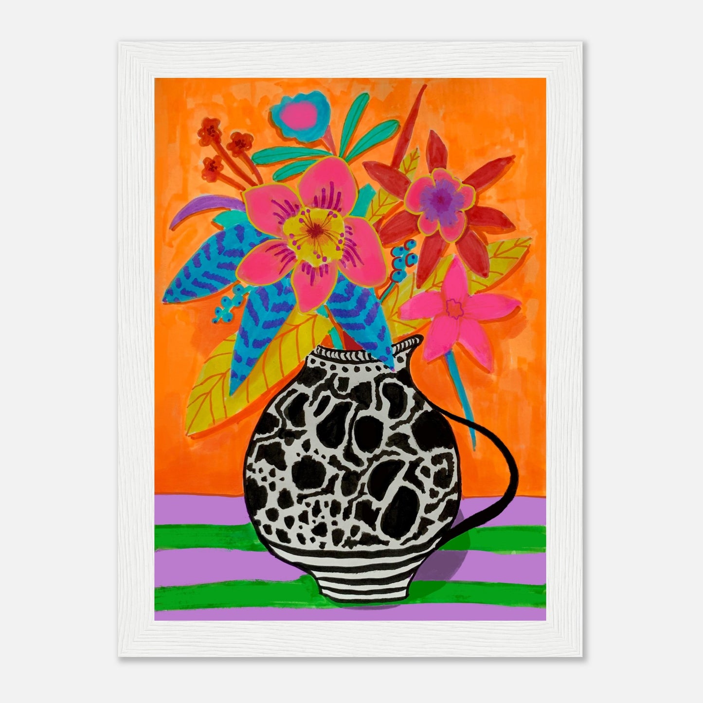florales Poster in weißem Rahmen 13x18 cm