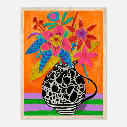 farbenfrohes florales Poster 30x40 cm Holzrahmen